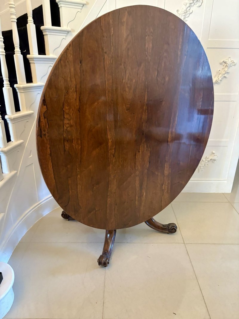 Outstanding Quality Antique Victorian Carved Rosewood Circular Dining Table - Image 2